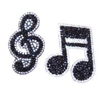 - Strass clef Note musicale - Écusson Patch Badge transferts thermocollants noires pour vêtements kit de 2 pieces