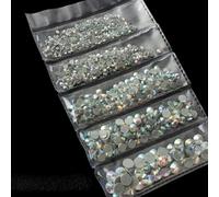 Strass correcteurs à chaud, 1200 pièces, mélange de tailles, cristal SS6-SS30 pour vêtements, DIY-CrystalAB, lumière bleue