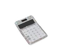 Strass Cristal ¿¿Blouissant 12 Chiffres Solaire Et Batterie Double Alimentation, Calculatrice D'affichage Lcd Pour Bureau, ¿¿Cole Blanc