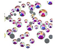 strass cristaux à dos plat, Strass Hotfix Crystal Clear AB Flatback Iron On Stones Hot Fixs(Crystal AB,Mix size 10g)