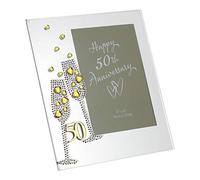 Strass de flûtes à Champagne 50ème anniversaire de mariage Doré Cadre Photo en verre WG45450, 4" x 6" (10 cm x 15 cm)