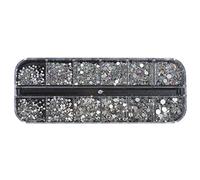 Strass Dentaire,Crystal Nail Art Strass, Nail Art Gems Plat Dirigme Ronde Strass à ongles AB Mixte Cristaux à ongles Mixtes Nail art Gems pour salon à ongles 1box