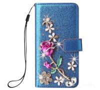 Strass Diamants 3D Rose Flip Glitter Case pour Honor X8C 4G, Flip Case Étui Paillette Glitter Bling Portefeuille en Cuir Housse avec [Motif de Fleur] Flip Cover pour Honor X8C 4G