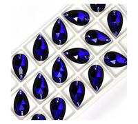 Strass en forme de larme à coudre, pierre cristal verre, couture, broderie, vêtements, accessoires, pierres for décoration robe mariée DIY Pour Manucure Et Maquillage Diy(Cobalt Blue,7x12mm 96Pcs)