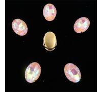 Strass en verre à coudre, forme ovale, griffe dorée, applique en strass à coudre, 20 pièces/paquet, couleurs mélangées(13x18mm 20pcs A27 Champagne AB)