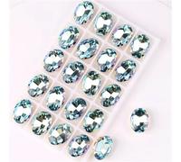 Strass en verre à coudre, forme ovale, griffe dorée, appliques en strass à coudre, 20 pièces/paquet, couleurs mélangées (10 x 14 mm, 20 pièces A34 Rose AB)(10x14mm 20pcs A2 Aquamarine RB)
