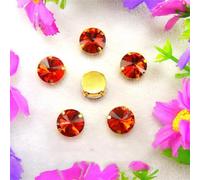 Strass en verre à coudre, griffes dorées, 7 tailles, mélange de couleurs, forme ronde Rivoli, perles à coudre, strass, applique DIY(14mm 20pcs A10 Tea color)