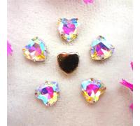 Strass en verre à coudre, perles en cristal en forme de cœur couleur AB, griffe argentée, applique for robe de mariée (8 mm, 50 pièces A9 aigue-marine AB)(14mm 20pcs A1 Crystal AB)