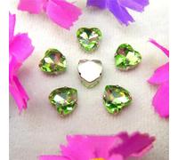 Strass en verre à coudre, perles en forme de cœur, en argent, 7 tailles, mélange de couleurs, à appliquer soi-même(27mm 10pcs A16 Peridot)