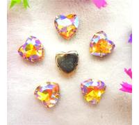 Strass en verre à coudre, perles en forme de cœur, en argent, 7 tailles, mélange de couleurs, à appliquer soi-même(27mm 10pcs A31 Topaz AB)
