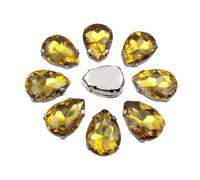 Strass en verre AB à dos plat pour travaux d'aiguille, vêtements, accessoires artisanaux, 18x25mm 10pcs, Verre, Cristal