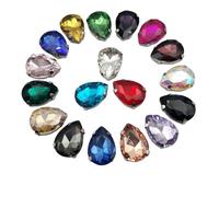 Strass en verre AB à dos plat pour travaux d'aiguille, vêtements, accessoires artisanaux, 18x25mm 10pcs, Verre, Cristal
