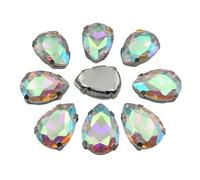 Strass en verre AB à dos plat pour travaux d'aiguille, vêtements, accessoires artisanaux, 18x25mm 10pcs, Verre, Cristal