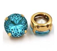 Strass en verre Lot de 10 strass ronds en verre sertis griffes dorés multicolores 8-14 mm à coudre soi-même(Sea Blue,10PCS-8MM)