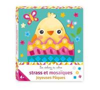 Strass Et Mosaïques Joyeuses Pâques - Avec 3 Oeufs, 40 Strass Or Et Argent, 2 Planches De Mosaïques