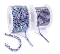 Strass Garniture Coupe Chaîne Or Diamant Strass Applique Décorative Cristal Garnitures for Robes pour Fête Vêtements(Color 3,10Yards)