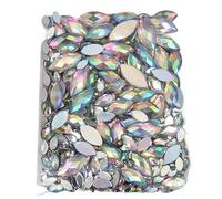 Strass Hotfix à dos plat pour nail art, Cristal acrylique AB forme d'oeil strass dos plat thermocollant Nail Art 2x4-7x15mm 600 pièces(7x15mm 30pcs)