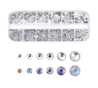 Strass Hotfix à dos plat pour nail art, Ensemble de stylos à pointes multicolores for ongles en cristal, strass, tailles mélangées(1box Ab Rhinestones)