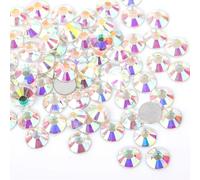 Strass hotfix Cristal AB Hotfix Strass dos plat fer sur pierres de cristal Hot Fix for la décoration vêtement en tissu pour Bricolage(No Glue AB,Ss50 144pcs)