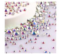 Strass Hotfix Lot de 1440 strass noirs à dos plat en verre, tailles variées, paillettes, diamants, non thermocollants, for nail art et vêtements(Crystal AB)