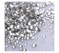 Strass Hotfix Lot de 1440 strass noirs à dos plat en verre, tailles variées, paillettes, diamants, non thermocollants, for nail art et vêtements(Crystal)