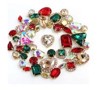 Strass hotfix Lot de 50 strass brillants à coudre, 24 couleurs mélangées, forme mixte, dorés, griffes, cristal, boucle, décoration mariage, vêtements, chaussures, robes pour Bricolage(Christmas Style)