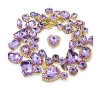 Strass hotfix Lot de 50 strass brillants à coudre, 24 couleurs mélangées, forme mixte, dorés, griffes, cristal, boucle, décoration mariage, vêtements, chaussures, robes pour Bricolage(Crystal Viole)