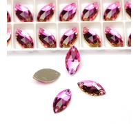 Strass Hotfix Navette bouton Rose cristaux strass Flatback couture 2 trous pas de correcteurs for bricolage vêtement robe mariée(9x18mm-24pcs)