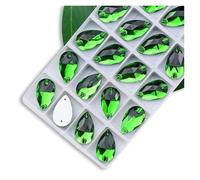 Strass Hotfix Strass à coudre de toutes tailles, couleurs cristal AB, gouttes populaires, pierres en, 2 trous, vêtements, bricolage, fabrication chaussures robe mariée(Fern Green,13x22mm 20pcs)