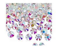 Strass Hotfix Strass AB transparents non thermocollants à dos plat, cristaux en verre, strass pailletés for vêtements d'ongles 3D, mariage(Clear ab-Clear back,SS3 1440pcs)