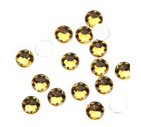 Strass Hotfix Strass ronds colorés non thermocollants à dos plat for vêtements, accessoires et robes(Yellow,14mm 100pcs)