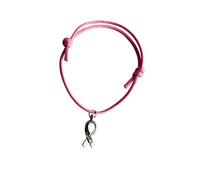 STRASS & PAILLETTES Bracelet octobre rose en Coton Rose Coulissant et Ruban HOPE