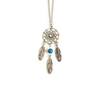 STRASS & PAILLETTES Collier Attrape rêve Couleur Argent avec Perles Turquoise avec sa Chaine