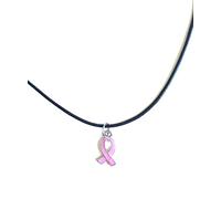 STRASS & PAILLETTES Collier octobre rose cordon noir pendentif ruban rose lutte contre le cancer