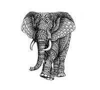 STRASS & PAILLETTES - Grand Tatouages éphémères Elephant Waterproof. Tattoo temporaire n&b - Bijou de Peau