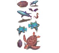 STRASS & PAILLETTES - Tatouages éphémères Requin/Poisson/Tortue/Tattoo Effet 3D