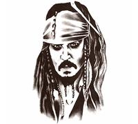 STRASS & PAILLETTES Tattoo Pirate des Caraibes - Grand Tatouages Jack Sparrow - Tatoo éphémères Waterproof. Tatoo temporaire n&b - Bijou de Peau