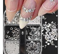 Strass pour nail art à fond plat AB, mini décorations de boules en acier de faux perles blanches, bijoux de cristal 3D, décoration pour nail art, pierres à ongles DIY, fournitures pour nail art Blocs 
