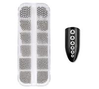 Strass pour ongles - 12 cellules - Boule en acier - 6 tailles - Fournitures de décoration avec boîte - Argenté
