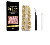 Strass pour Ongles | Doré DIY 3D - Accessoires à Ongles Brillants et Charmants,pour Décoration à la Française sur en Gel Vernis Fête Anniversaire Noël Mariage