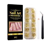 Strass pour Ongles Paillettes Dorées 3D avec Pince