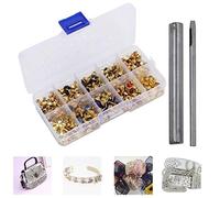 Strass Rivets 8mm, Rivets Rapides DIY Colorés 9 Couleurs, 180pcs Rivets en Clair en Laiton pour DIY Cuir-Artisanat/Vêtements/Sacs De Décoration