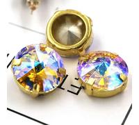 Strass ronds en cristal doré à griffes, 6 mm/8 mm/10 mm/12 mm/14 mm, à coudre sur des appliques/robes/accessoires vestimentaires - Lumière du ciel - 10 pièces, 15 pièces