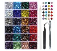 Strass SS16 Thermocollant pour Vetement,Strass Hotfix 24 Couleurs Mélangées pour Artisanat et Vêtements, avec 1 Pince, 1 Crayon de Cire et 1 Cuillère