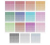 Strass Stickers Artisanat Autocollants Auto-adhésifs de Gemme Shinning dans 15 Couleurs et 5 Tailles, Cristal Diamant Autocollants pour Embellissement Bricolage, Wisage, Ongles 15Pièces