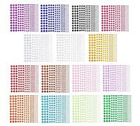 Strass Stickers Artisanat Autocollants Auto-adhésifs de Gemme Shinning dans 15 Couleurs et 5 Tailles, Cristal Diamant Autocollants pour Embellissement Bricolage, Wisage, Ongles 15Pièces