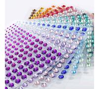 Strass Stickers Artisanat autocollants auto-adhésifs de gemme Shinning dans 15 couleurs et 5 tailles, cristal diamant autocollants pour embellissement bricolage, visage, ongles 15pcs