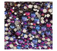 Strass Thermocollant 1440 strass à dos plat, tailles variées, paillettes, bleu clair de lune, diamant, non thermocollants, for nail art(Blue Volcano)