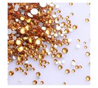 Strass Thermocollant Lot de 1440 strass noirs à dos plat en verre, tailles variées, paillettes, diamants, non thermocollants, for nail art et vêtements Strass DéCoratifs(Topaz)