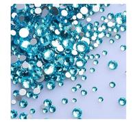 Strass Thermocollant Lot de 1440 strass noirs à dos plat en verre, tailles variées, paillettes, diamants, non thermocollants, for nail art et vêtements Strass DéCoratifs(Aquamarine)